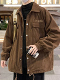 Riolio Autumn Corduroy Cargo Jacket For Men Y2K Vintage Embroidered Button Jacket New Casual Baggy Ropa Hombre Blouse Coats