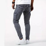 Riolio  Man Business Casual Cargo Jeans Male Stylish Tide Brand Stretch Pants Spring Summer Grey Brand New Fit Straight Lightweight