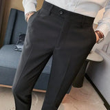 Riolio Autumn New Solid Straight Casual Pant High Quality Fashion Simplicity Men Suit Pants Formal Business Office Social Trousers