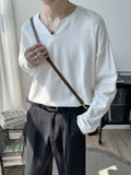 Riolio Light Luxury Top High-end Niche Designer V-neck Long-sleeved T-shirt Men Spring Autumn Trendy Versatile Base Shirt Aesthetic