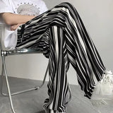 Riolio  Spring Summer New Elastic Waist Striped Contrast Color Straight Pants Man High Street Casual Loose Drawstring All-match Trousers