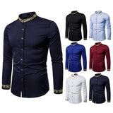 Riolio 2024 Men's Summer Casual Long Sleeve Shirts Slim Fit Turn Down Collar Shirts Formal Office Business Shirts for Men Tops Big Size