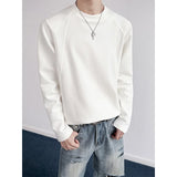 Riolio  Spring Long Sleeved T-shirt Men Fashion Black Casual T-shirt Men Streetwear Korean Loose Round Neck White T Shirt Mens Top