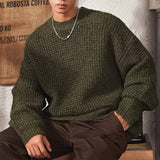 Riolio  Men's Pineapple Grid Sweaters Japanese Retro Cleanfit O Neck Long Sleeve Knitted Pullover Winter Harajuku Premium Knitwear M-3XL