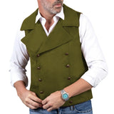 Riolio  Men Vest Brown Double Button Frosted Velvet Waistcoat For Banquet Birthday Wedding Business Work Formal Set Men Suit Vest