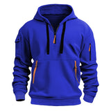 Riolio  Spring Autumn Men's Pullover Hoodies Fashion Mens Solid Color Multi-pocket Hooded Coats Mens Sports Zipper Sweatshirts Clothing