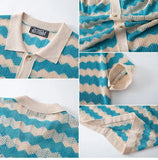 Riolio  New High-quality Breathable Fabric Knitted Cutout T-shirt Spring/Summer Men's Business Casual Striped Shirt Men Clothing