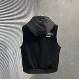 Riolio  Spring Autumn Casual Hooded Vest Men Loose American Retro Workwear Sleeveless Sports Vest Coat