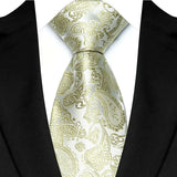 Riolio  Luxury 8CM Mens Necktie Green Color Floral Paisley Ties For Man Groom Jacquard Woven Neck Tie For Business Wedding Party