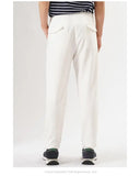 Riolio White Stretch Casual Ankle Pants Silhouette Men's Elegant Suit Pants Summer Korean Straight Loose Men's Smart Casual Trousers