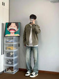 Riolio Spring Autumn Vintage Coat American Retro Heavy Washing Canvas High-end Jacket Men's Stand-up Collar Design Casual Jacket Chic