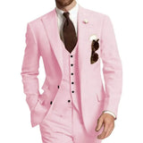 Riolio  Elegant Men's 3-Piece Tuxedo Suit with Peak Lapel Blazer Vest And Pants Fashionable Male Wedding Business Banquet Clothing