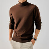 Riolio  Men's Knitted High Collar Long Sve Sweater Autumn Winter Double Flip Casual Comfortable Breathable Pure Color Knitwear
