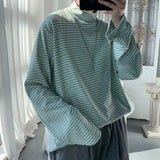 Riolio  Men Mock Neck Long Sleeve T Shirt Oversized Fit Casual Basic Tee Top Streetwear Trendy Autumn Clothing