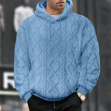 Riolio  Autumn and winter casual men's high street jacquard double-sided velvet hooded sports trend light and familiar sweater jacket