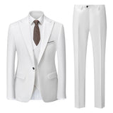 ( Jacket + Vest + Pants ) Solid Color Office Business Formal Men's Suit Three Piece Set Groom Wedding Dress Party Tailcoat