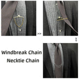 Riolio  Tie Chain Mens Necktie Windbreak Chain Metal U-chain Dress Shirts Brooch Windbreak Changeless Brooch Lapel Pin Neck Ties Clip