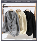 Riolio Korean Version Retro Hand-woven Twisted Twisted Sweater Men's Spring Autumn Thickened Sweater Lapel Cardigan Trendy Jacket Chic