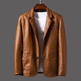 Riolio New Men Autumn Motorcycle Vintage Leather Jacket Coat Men Fashion Biker Button Pocket Design PU Leather Jacket Men 4XL