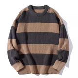 Riolio  Autumn Men's O-Neck Striped Sweater Casual Men Warm Cashmere Knitted Pullover Men Classic Loose Knitwear Sweaters Clothing