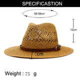 Riolio  New Hand-Woven Jazz Straw Hat Spring Summer Hollow Fedora Panama Cap Men Women Outdoor Sun Protection Hat Sombrero Hombre
