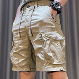 Riolio  Summer Workwear for Men Casual Multi-pocket Loose Elastic Five-point Mid-sized Pants