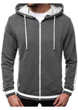 Riolio  New Casual Sweatshirt Zip-Up Hoodies With White Stripes Color Block Cardigan Long Sleeve Sportswear Comfortable Hooded Jacket