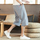 Riolio   Summer Men's Chinese Style Linen Casual Pants Cotton and Linen Crop Pants Loose Seven-minute