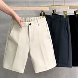 Riolio  Five-point Suit Pants for Men Korean Style Business Shorts Trousers Slim Mid-pants Without Ironing Thin Casual Trousers