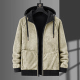 Riolio Hoodies Men Winter Fleece Thickened Sweatshirts plus Size Hood Jackets Male Fleece Coats Men's Lamb Fleece Cardigan Hoodie Tops