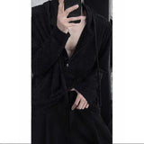 Riolio  Autumn Men's Knitted Hooded Sweater Casual Half-cardigan Button-down Solid Color Long Sleeve Hoodie Texture Loose Knitwear M-2XL