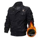 Riolio Men's Tactical Pilot Jaet WS  Military Fan Special Forces Officer Coat Cotton Denim Zipper Closure Long Sve