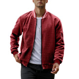 Riolio Mens Casual Jacquard Bomber Jackets Color-Block Lightweight Varsity Jacket Fashion Zipper Coat with Pockets Autumn Streetwear