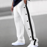 Riolio  New men's textured jacquard single-breasted strips loose large-size casual pants versatile sweatpants