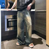 Riolio New Men Vintage Wash Jeans Male Fashion Baggy Straight Wide Leg Casual Denim Trousers Popular Brand High Street Long Pants
