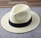 Riolio  New Panama straw hat foldable big head circumference straw z  top  sun protection visor  men's hat
