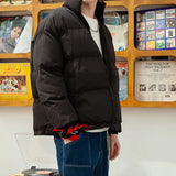 Riolio Men Harajuku Warm Bubble Coat Winter Jacket Streetwear Solid Black Parkas Man Korean Fashion Puffer Jackets Coats