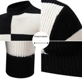 Riolio winter fits men New Men's Black and White Striped Turtleneck Sweater Fashion Long Sleeve Knitted Sheep Wool Sweater