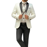 Riolio  Men's 3 Piece Tuxedo Suit Set with Shawl Lapel Blazer Vest And Pants High Quality Regular Fit for Wedding Business Prom