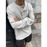 Riolio Men's Trend Button Loose T Shirts Spring Autumn New Long Sleeve Solid Color Plus Size Tops Tees Fashion Casual Men Clothing