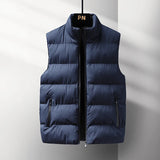 Riolio Casual Plus Size Men's Cotton Vest High Quality Autumn Winter Fashion Men Jacket Warm Stand Collar Sleeveless Men's Top Vests