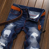 Riolio  New Men's Ripped Vintage Jeans Straight Denim Trousers Male Distressed Personalized Motorcycle High Street Spliced Jeans Pants