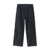 Riolio  Men Baggy Oversize Cargo Jeans Male Wide Streetwear Hip Hop Pants Harajuku Fashion Straight Leg Black Blue Loose Denim Pants
