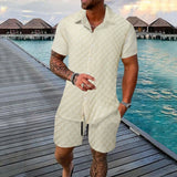 Riolio Europe and America new summer men's loose fashion solid color casual mix short sleeve T-shirt shorts suit