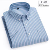 Riolio  Hight qulity summer 100%cotton thin short sleeve shirts for men slim fit formal shirt soft designer tops korean popular clothes
