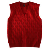 Riolio Sweater Vest Men Sleeveless V-neck Sweaters Men Pullover Autumn Winter Inner Warm Coats