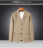 Riolio Men's Premium Suit Jacket Spring Autumn Casual Workwear Pure Cotton Jacket Men's Korean Version Slim Fit Loose Plus Size Suit