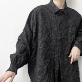 Riolio  New Light-fashioned Style Relief Pleated Long-sleeved Shirt Jacket for Men's Japanese Jacket