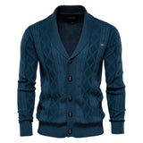 Riolio Cotton Argyle Cardigan Men Casual Single Breasted Solid Color Business Mens Cardigans New Winter Fashion Sweater Man