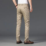Riolio  Spring Young Men's Plaid Business Casual Pants Men's British Small Straight Slim-fitting Trend Non-iron Burgundy Trousers